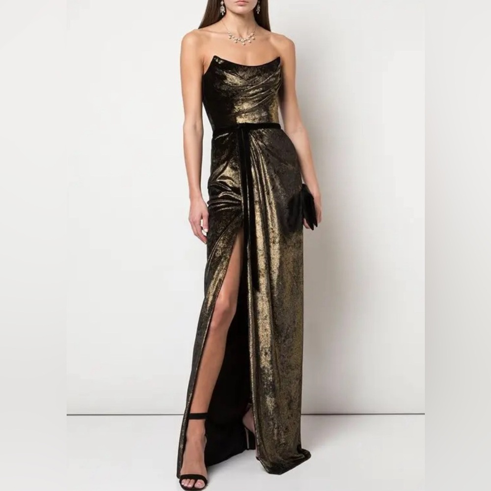 Metallic Velvet Gown - Gold size 4